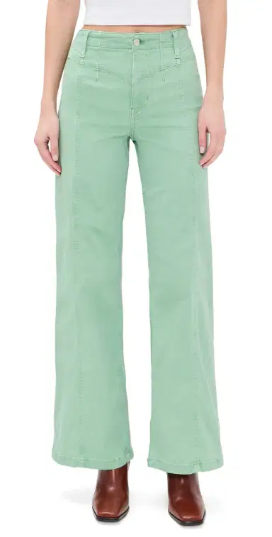 Free People Libre Wide Leg Jeans Cameo Green | Thumbnail 1