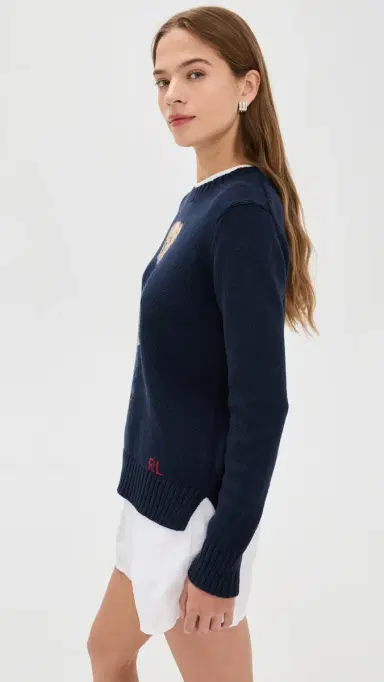 Polo Ralph Lauren American Flag Bear Sweater Navy Multi M | Thumbnail 4
