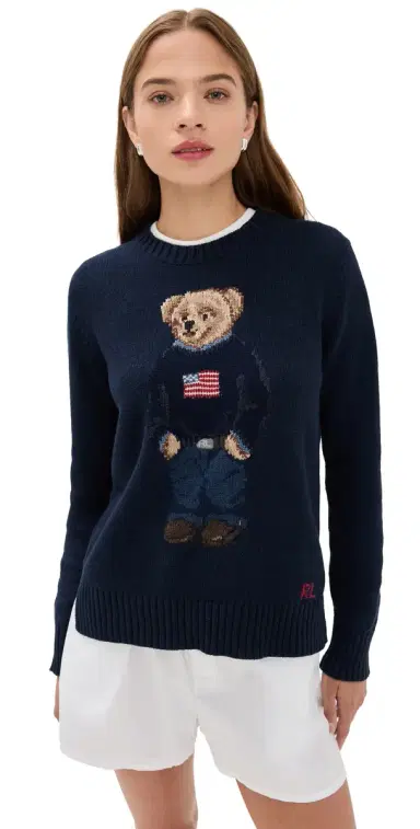Polo Ralph Lauren American Flag Bear Sweater Navy Multi M | Thumbnail 1