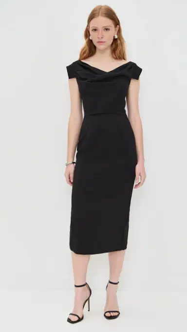 BLACK HALO Jacqueline Midi Dress Black 4 | Thumbnail 3