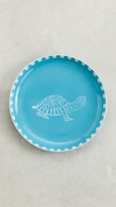 Carolina K Handpainted Turtle Appetizer Plate Blue One Size | Thumbnail 2