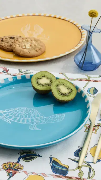 Carolina K Handpainted Turtle Appetizer Plate Blue One Size | Thumbnail 3