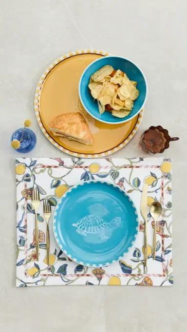 Carolina K Handpainted Turtle Appetizer Plate Blue One Size | Thumbnail 5