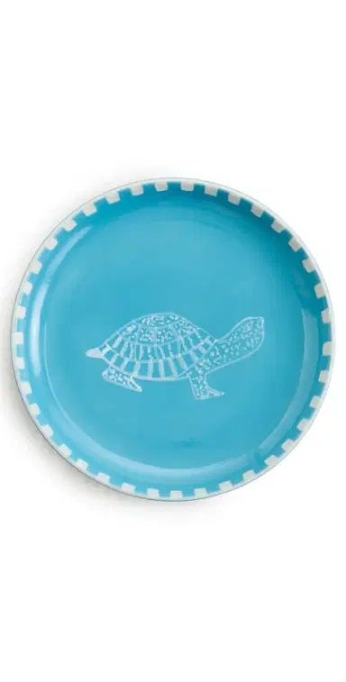 Carolina K Handpainted Turtle Appetizer Plate Blue One Size | Thumbnail 1