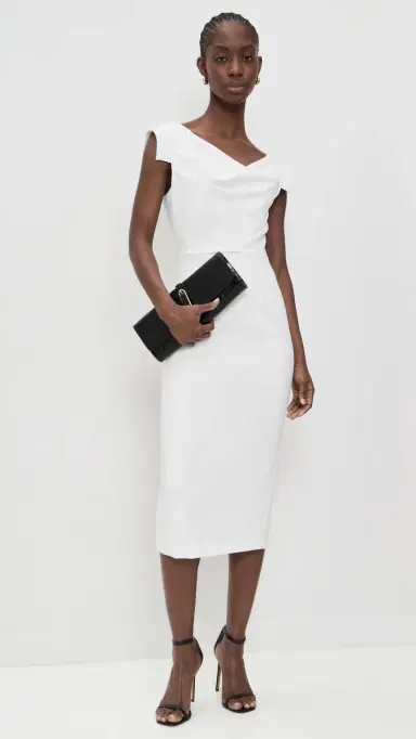 BLACK HALO Jacqueline Midi Dress Porcelain 8 | Thumbnail 2