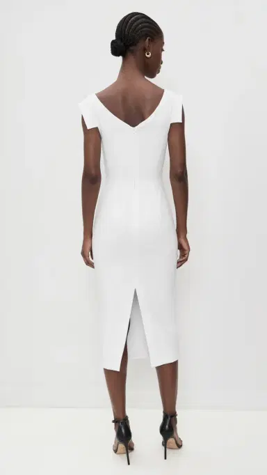 BLACK HALO Jacqueline Midi Dress Porcelain 8 | Thumbnail 3