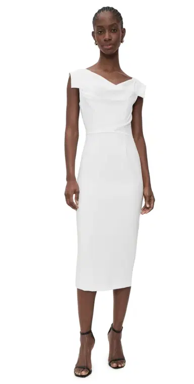 BLACK HALO Jacqueline Midi Dress Porcelain 8 | Thumbnail 1