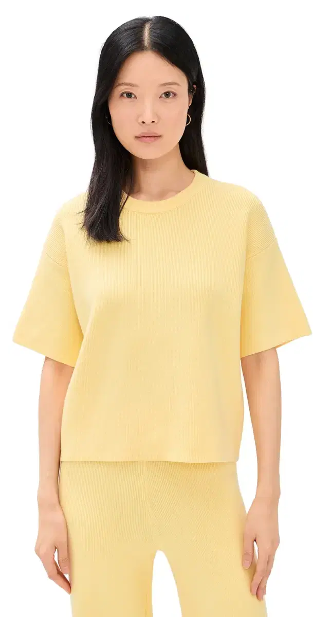 Ribbed Knit Sweater Tee Butter Yellow