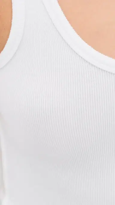 perfectwhitetee Daisy Cropped Cotton Ribbed Layer Tank White | Thumbnail 6