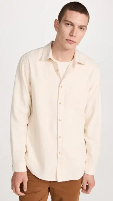 Portuguese Flannel Teca Ecru Button Down Shirt Ecru M | Thumbnail 2