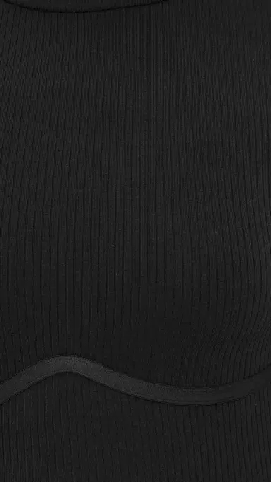 Fleur du Mal Hourglass Rib Mock Neck Thong Bodysuit Black M | Thumbnail 6