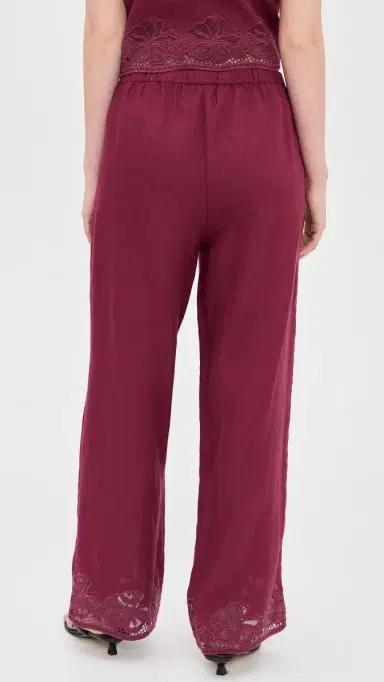 RAILS Emmie inen Pants Berry Hibiscus Embroidery | Thumbnail 3 RAILS Emmie inen Pants Berry Hibiscus Embroidery | Thumbnail 3