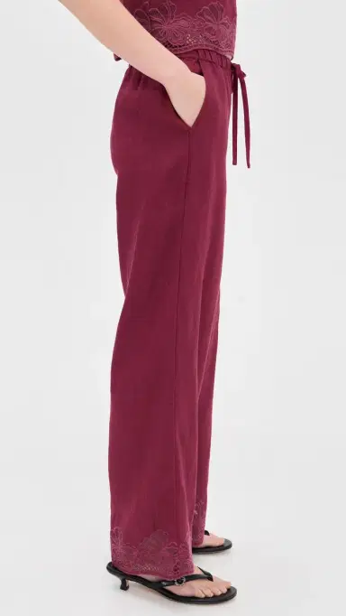 RAILS Emmie inen Pants Berry Hibiscus Embroidery | Thumbnail 4 RAILS Emmie inen Pants Berry Hibiscus Embroidery | Thumbnail 4