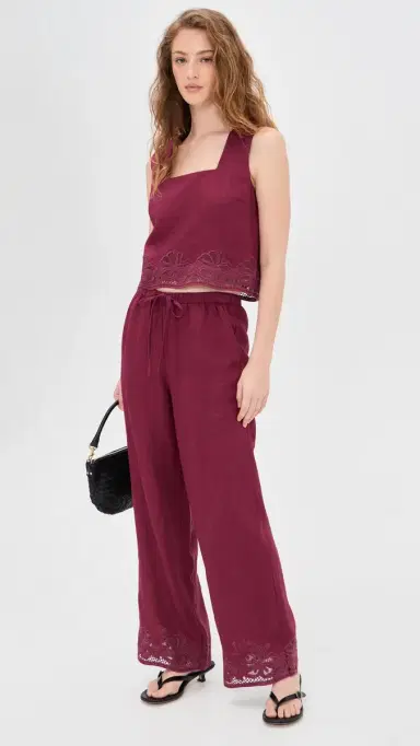 RAILS Emmie inen Pants Berry Hibiscus Embroidery | Thumbnail 5 RAILS Emmie inen Pants Berry Hibiscus Embroidery | Thumbnail 5