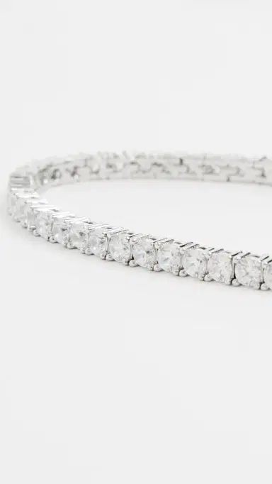 BaubleBar Bennett Silver Tennis Bracelet Silver One Size | Thumbnail 4