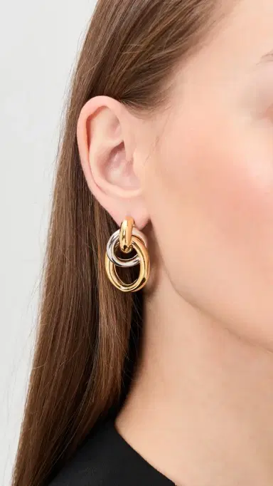 Martha Calvo Two Tone Ami Earrings Gold/Silver One Size | Thumbnail 3