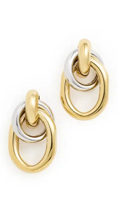 Martha Calvo Two Tone Ami Earrings Gold/Silver One Size | Thumbnail 5