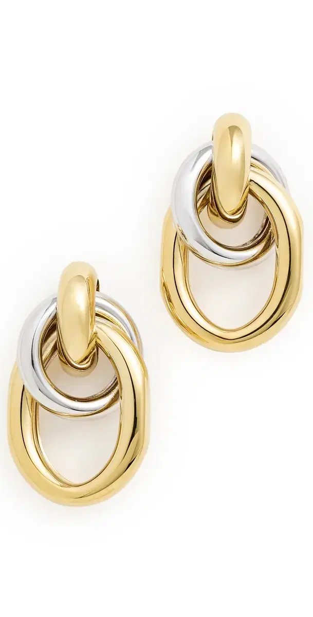 Two Tone Ami Earrings Gold/Silver One Size