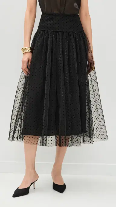 Zimmermann Tulle Dot Midi Skirt Black | Thumbnail 2 Zimmermann Tulle Dot Midi Skirt Black | Thumbnail 2