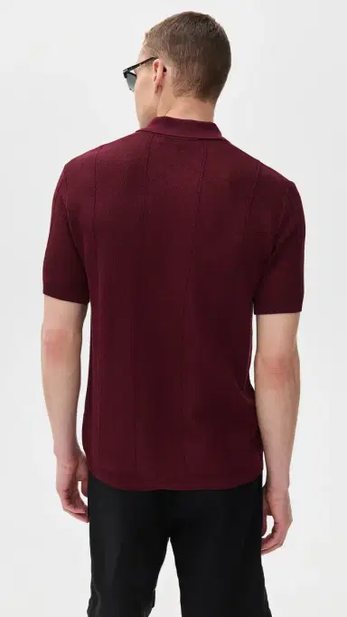 Orlebar Brown Tiernan Knit Button Down Polo Damson S | Thumbnail 3