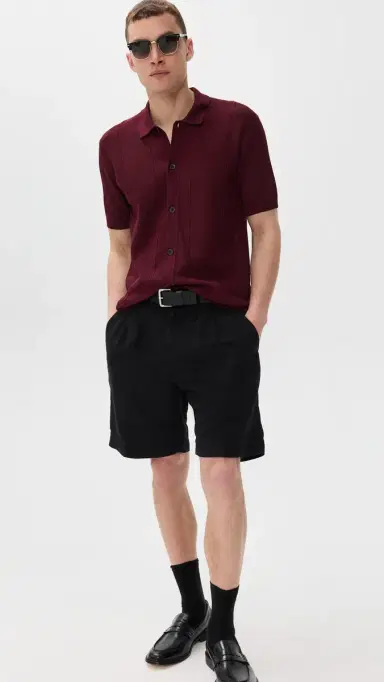 Orlebar Brown Tiernan Knit Button Down Polo Damson S | Thumbnail 5