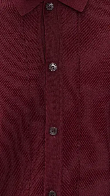 Orlebar Brown Tiernan Knit Button Down Polo Damson S | Thumbnail 6