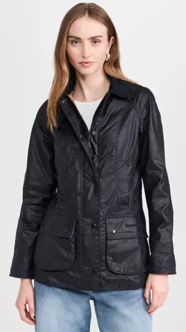Barbour Beadnell Wax Jacket Navy 6 | Thumbnail 2