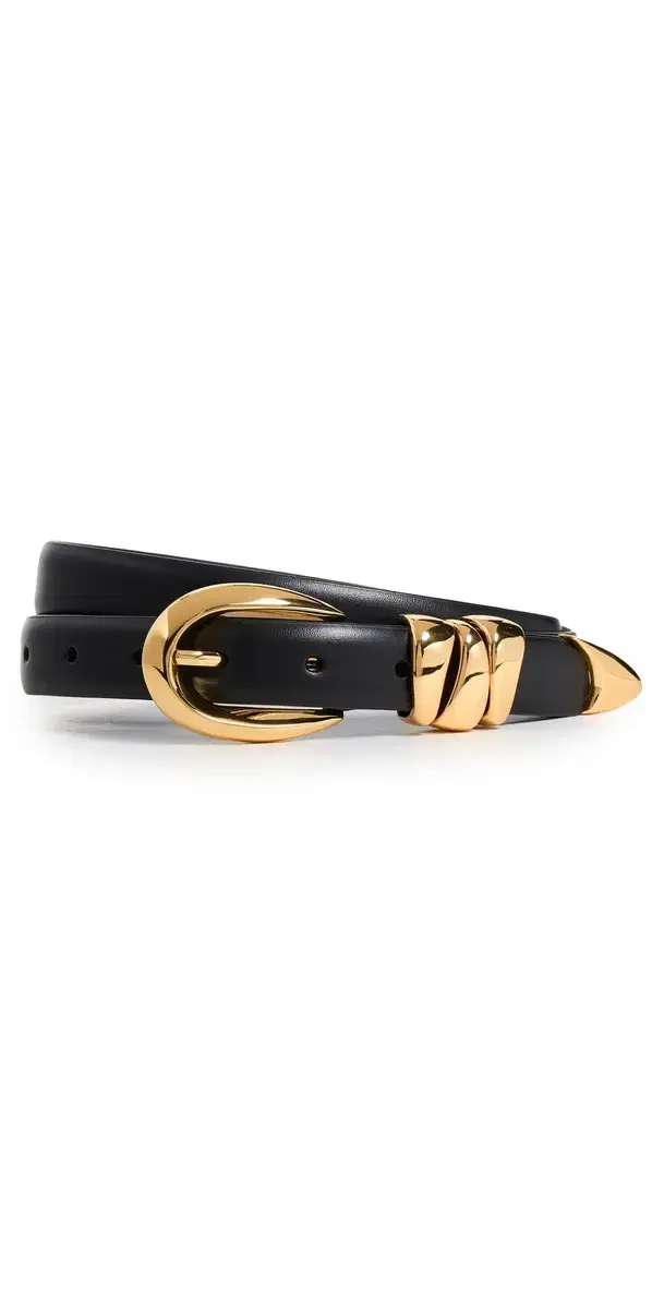 Madewell Triple etal Keeper Belt True Black with Gold Hardware