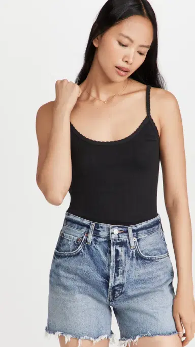 LESET Pointelle Classic Tank Top Black L | Thumbnail 2