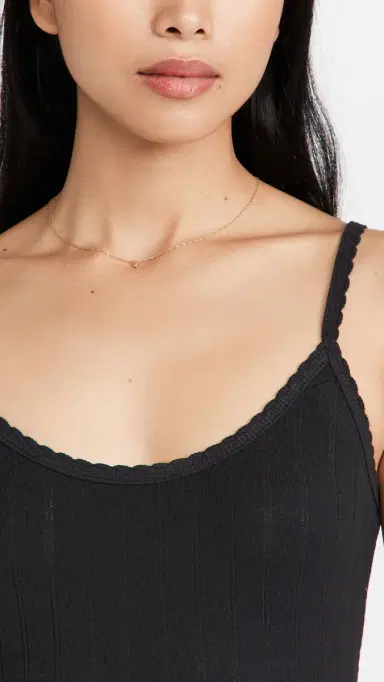 LESET Pointelle Classic Tank Top Black L | Thumbnail 3