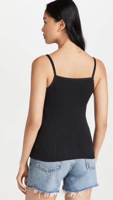 LESET Pointelle Classic Tank Top Black L | Thumbnail 4