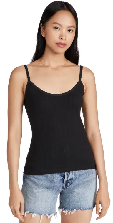 LESET Pointelle Classic Tank Top Black L | Thumbnail 1