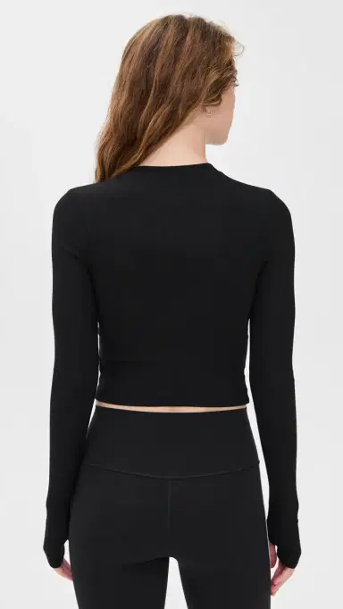 Splits59 Louise Rib Long Sleeve Crop Black | Thumbnail 3