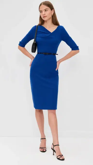 BLACK HALO 3/4 Sleeve Jackie O Dress Cobalt 6 | Thumbnail 2