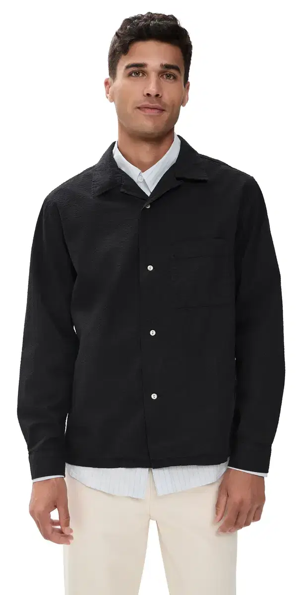 Fulton Seersucker Shirt Black Black