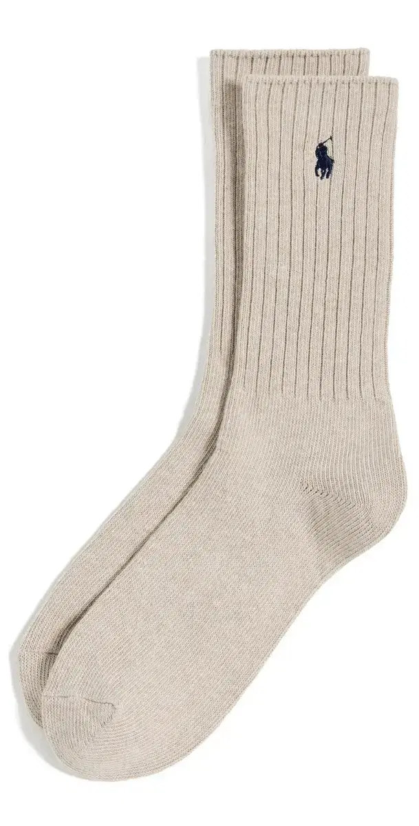 Cotton Rib Crew Socks Taupe