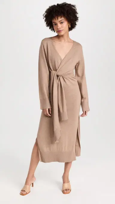 SIMKHAI Skyla Wrap Dress Heather Teak | Thumbnail 2 SIMKHAI Skyla Wrap Dress Heather Teak | Thumbnail 2