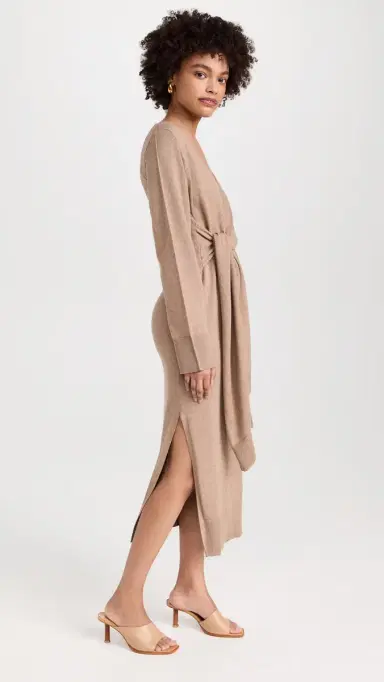 SIMKHAI Skyla Wrap Dress Heather Teak | Thumbnail 4 SIMKHAI Skyla Wrap Dress Heather Teak | Thumbnail 4