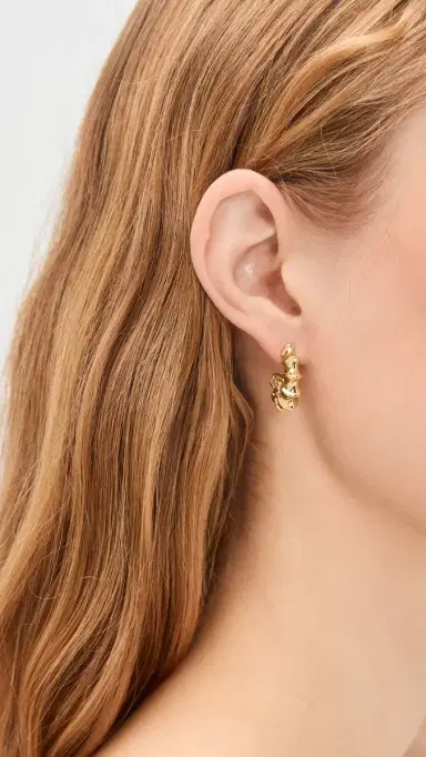 Jennifer Fisher Murphy Huggie Hoop Earrings Yellow Gold One Size | Thumbnail 3