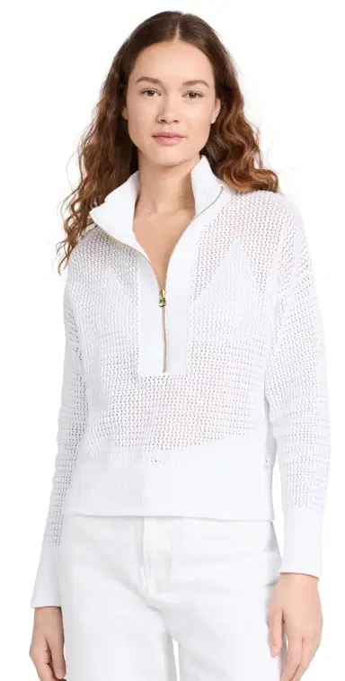 Varley Aurora Half Zip Knit White M | Thumbnail 1