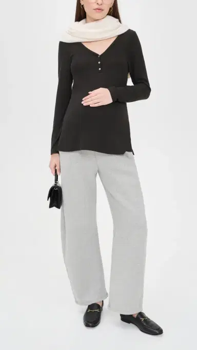 HATCH The Softest Rib Nursing Henley Black | Thumbnail 5 HATCH The Softest Rib Nursing Henley Black | Thumbnail 5