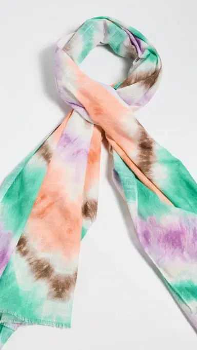 Faherty Tie Dye Printed Oblong Scarf Egret Multi | Thumbnail 2