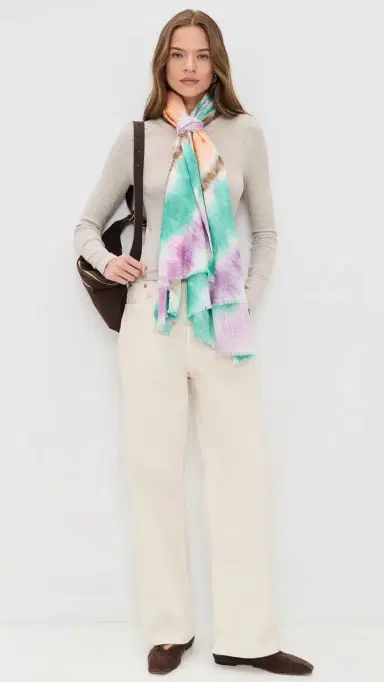 Faherty Tie Dye Printed Oblong Scarf Egret Multi | Thumbnail 3