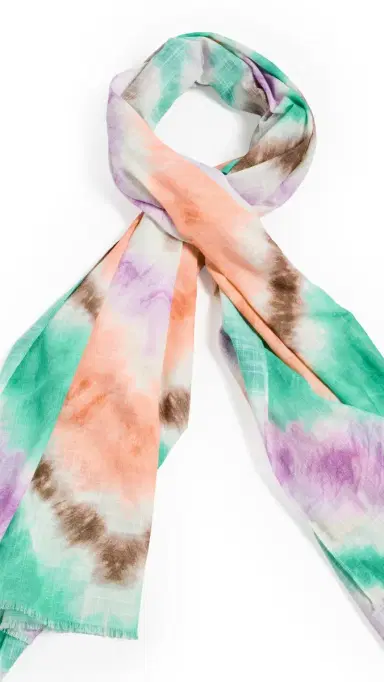 Faherty Tie Dye Printed Oblong Scarf Egret Multi | Thumbnail 5