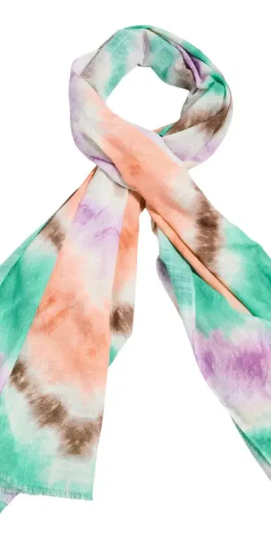 Faherty Tie Dye Printed Oblong Scarf Egret Multi | Thumbnail 1