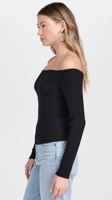 Joe's Jeans Off Shoulder Top Black | Thumbnail 4 Joe's Jeans Off Shoulder Top Black | Thumbnail 4