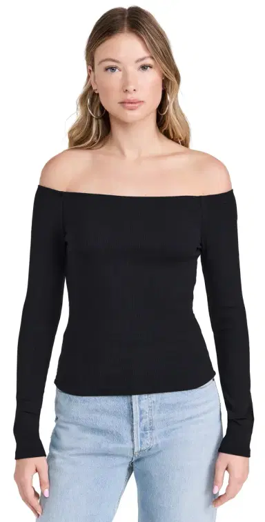 Joe's Jeans Off Shoulder Top Black | Thumbnail 1 Joe's Jeans Off Shoulder Top Black | Thumbnail 1