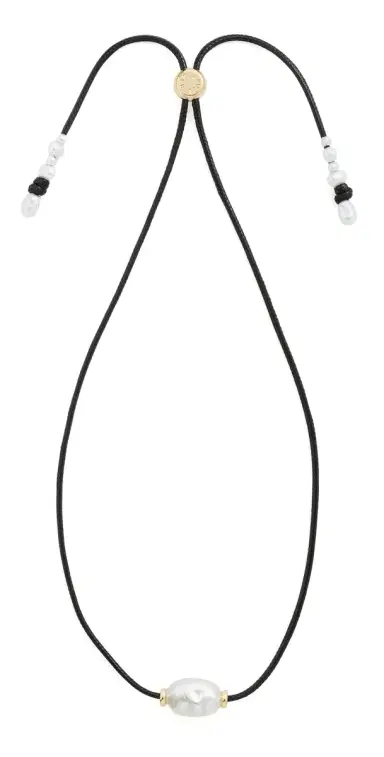 BaubleBar Antonia Pearl Necklace Black One Size | Thumbnail 1