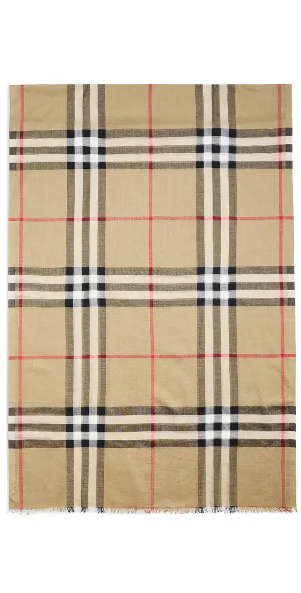 Burberry Wide Check Wool Silk Gauze Scarf Archive Beige One Size