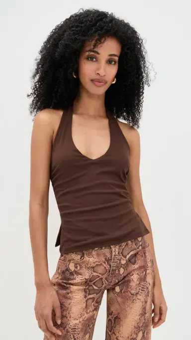Runaway The Label Andie V-Neck Halter Top Bitter Chocolate | Thumbnail 2 Runaway The Label Andie V-Neck Halter Top Bitter Chocolate | Thumbnail 2